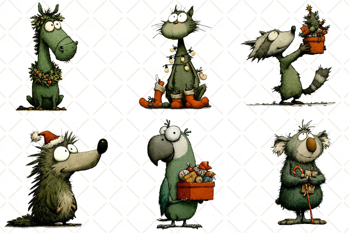 Hand Drawn Christmas Animals Clipart, an Illustration by Black Bird Studio (Photo 6 of 6)