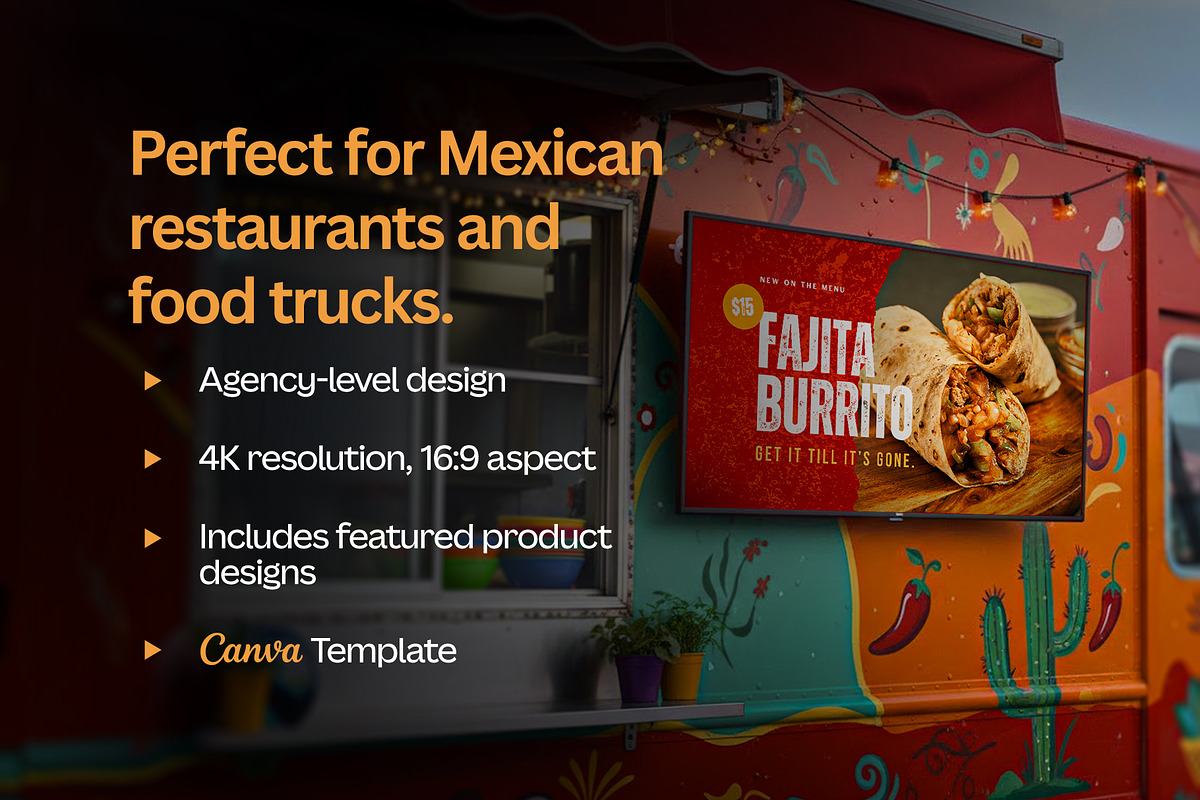 Tacos TV Menu Template for Canva, a Marketing Template by Evan Olsen Studios (Photo 2 of 9)