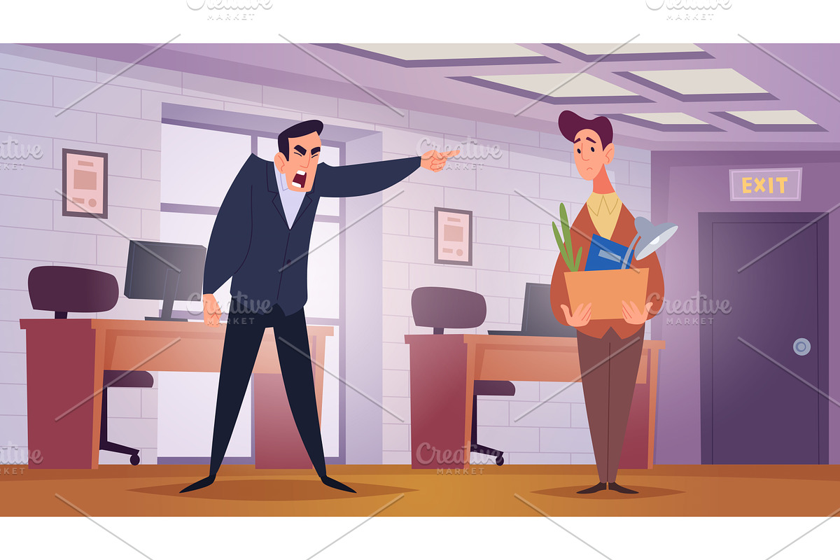 Angry boss. Dismissals managers, a Finance Illustration by Onyx