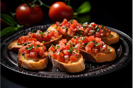 Hearty Plate bruschetta. Generate Ai, a Food & Drink Photo by Ylivdesign
