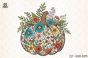 Floral Pumpkin Png Boho Fall Pumpkin, an Illustration by Libby Wishes (Thumbnail 1 of 5)