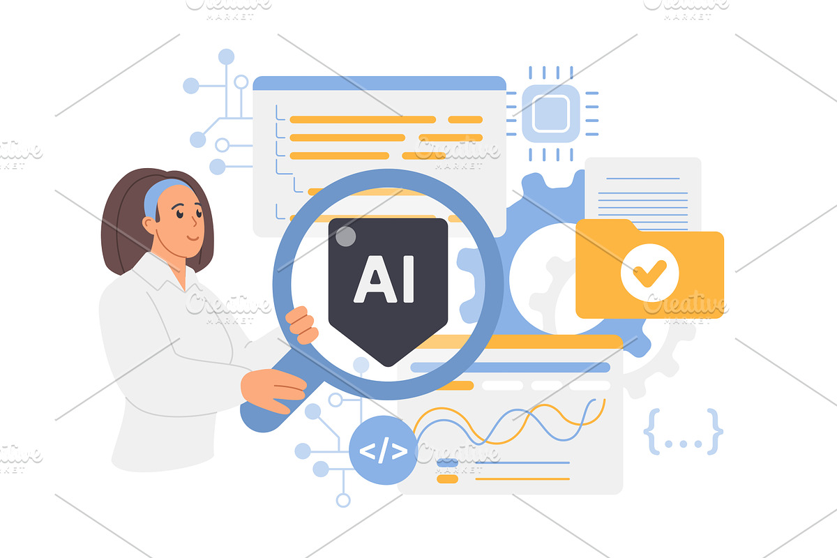 Artificial intelligence neural, a Technology Illustration by Lemberg Vector