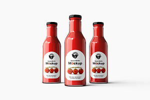 Glass Sauce Bottle PSD Mockup