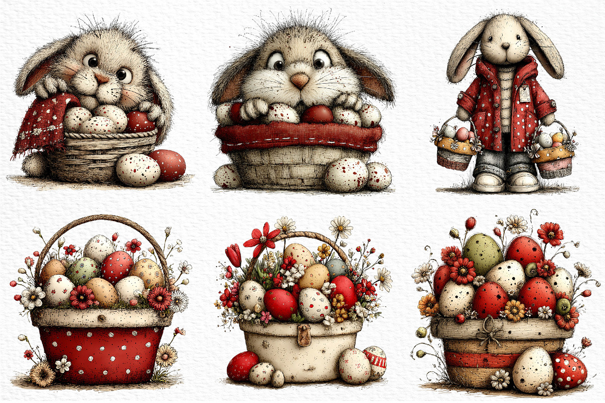 Whimsical Easter Eggs Basket Clipart, an Illustration by Craft Nest (Photo 6 of 11)