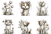 Spring Cat White Floral Clipart, an Illustration by CraftArtStudio (Thumbnail 6 of 6)