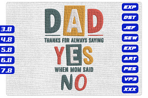 Funny Dad Yes Mom No Embroidery, a Decorative Illustration by Purpose Ekbal