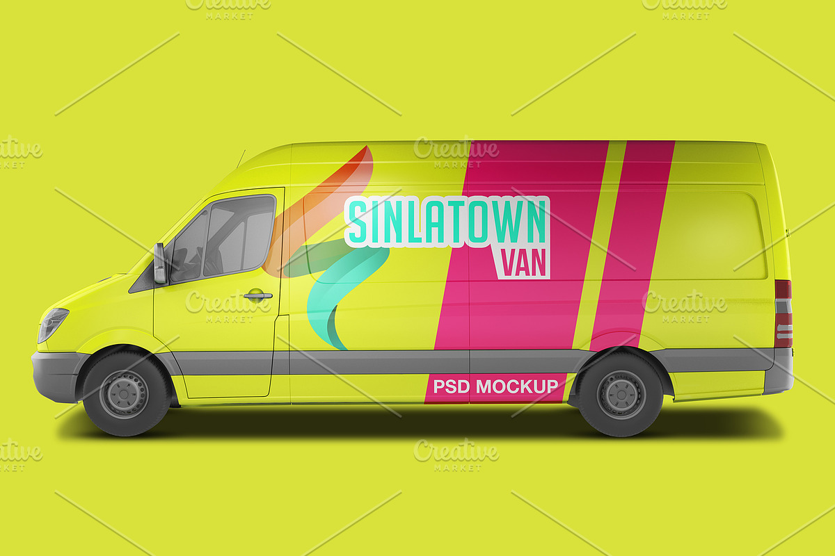 Transporter Van PSD Mockup, an Advertising Mockup by Sinlatown (Photo 2 of 6)