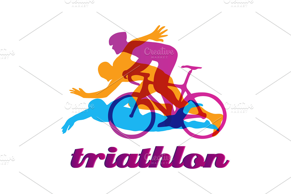Triathlon logo. Vector triathletes, an Illustration by Kluva's Wavy Silhouettes (Photo 2 of 2)