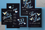 Blue Gradient Wedding Invitation Set, an Invitation Template by graphicook (Thumbnail 2 of 3)