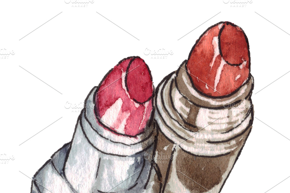 Set of watercolor cosmetics, an Illustration by Watercolor_Vector Graphic (Photo 5 of 10)