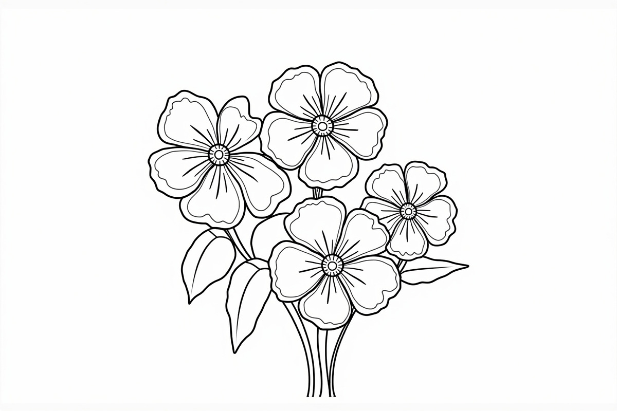 Flower Line Art Coloring Pages Set, an Illustration by jahid234 (Photo 4 of 9)