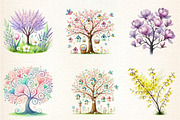 Pastel Spring Trees Clipart, an Illustration by DreamArtGraphic (Thumbnail 4 of 5)
