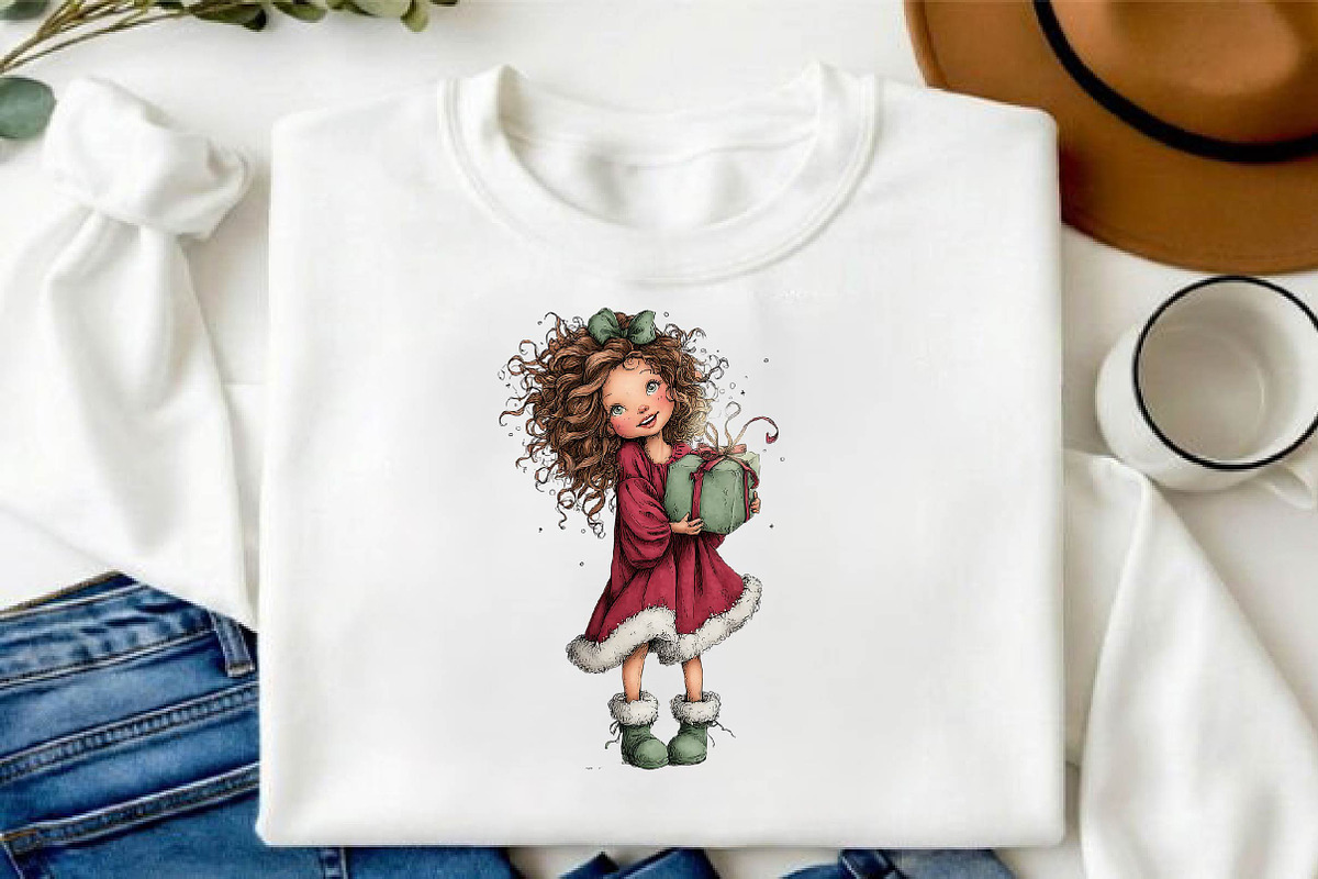 Whimsical Christmas Girl Clipart, a Seasonal Illustration by fashionaddict (Photo 6 of 7)