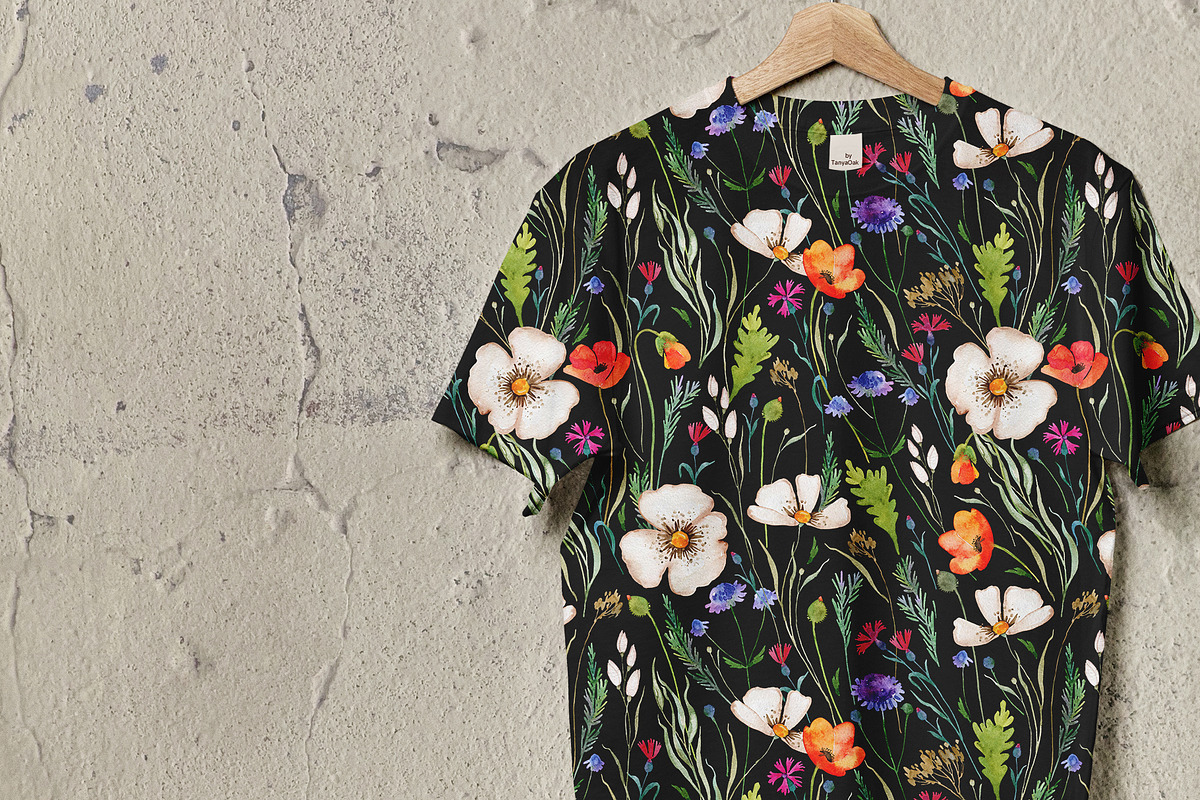 Watercolor Wildflowers Pattern, a Pattern Graphic by TanyaOak (Photo 6 of 7)