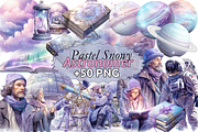 Pastel Snowy Astronomer Clipart, an Illustration by Digital Xpress (Thumbnail 1 of 9)