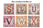 Floral Quilt Alphabet Letters, a Decorative Illustration by Creative Art By SamM (Thumbnail 6 of 10)