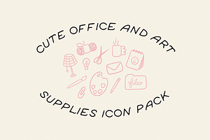 Cute Office & Art Supplies Icon Pack, an Icon by Pink Tiger Creative