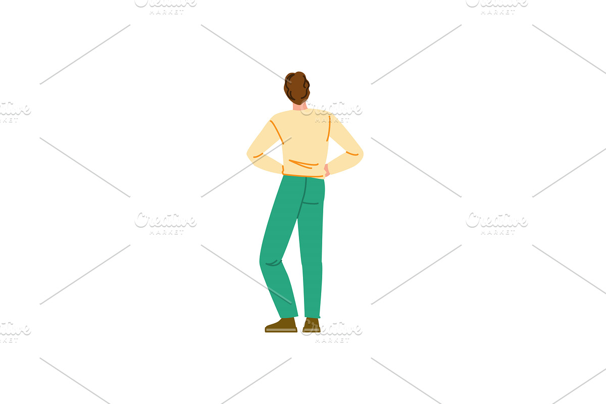 Man standing with hands on hips, a Person Illustration by pikepicture