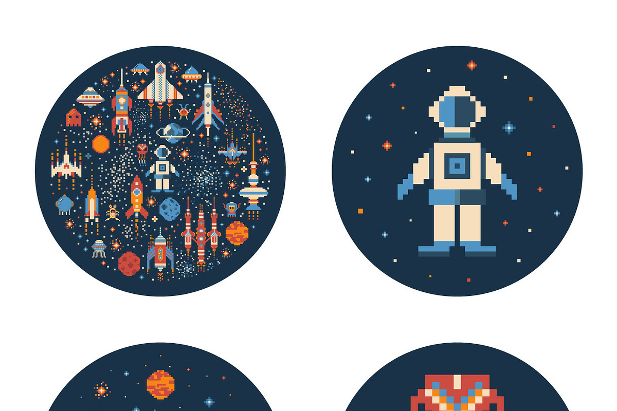 8 bit Galactic Patterns and Stickers, a Pattern Graphic by Alex Krugli (Photo 8 of 8)