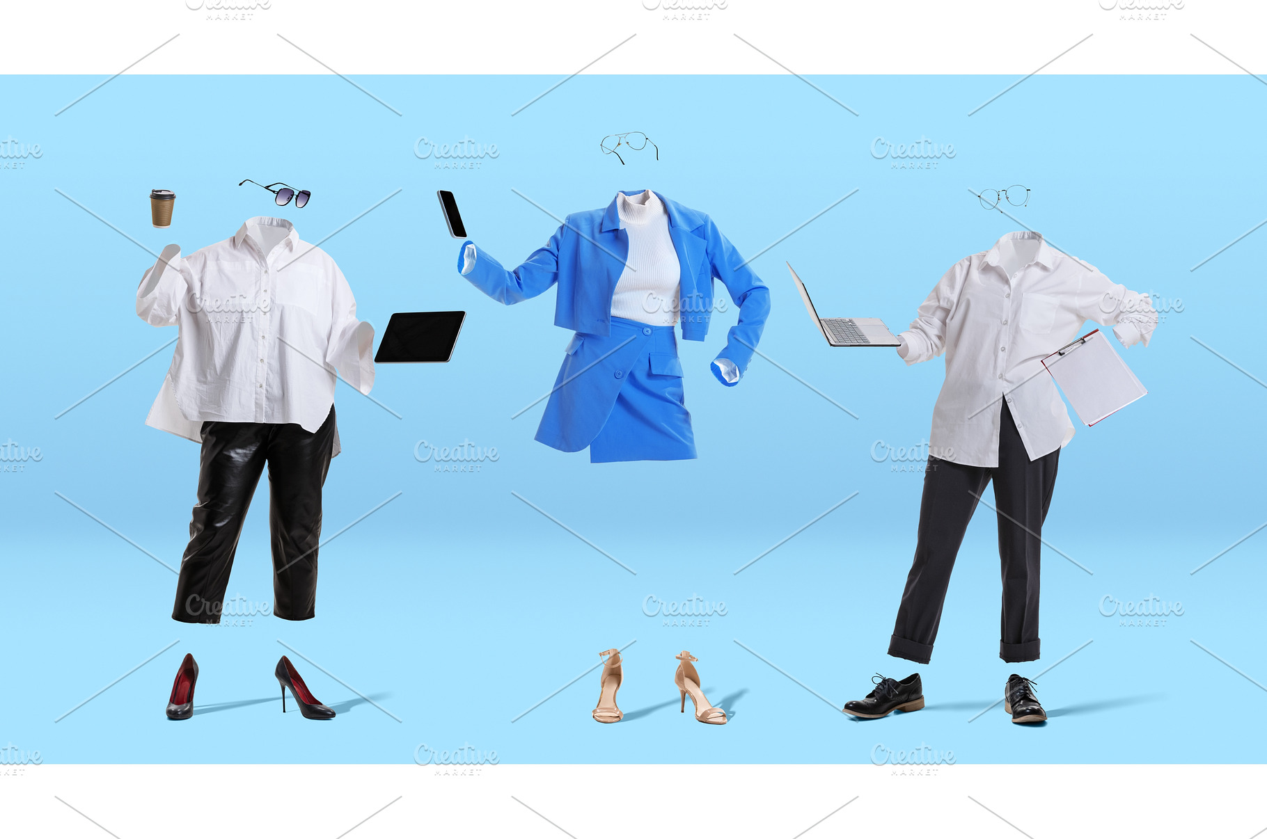Three stylish invisible persons, a Person Photo by Volodymyr Melnyk