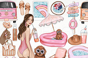 Summer Pool Fashion Clip Art Bundle