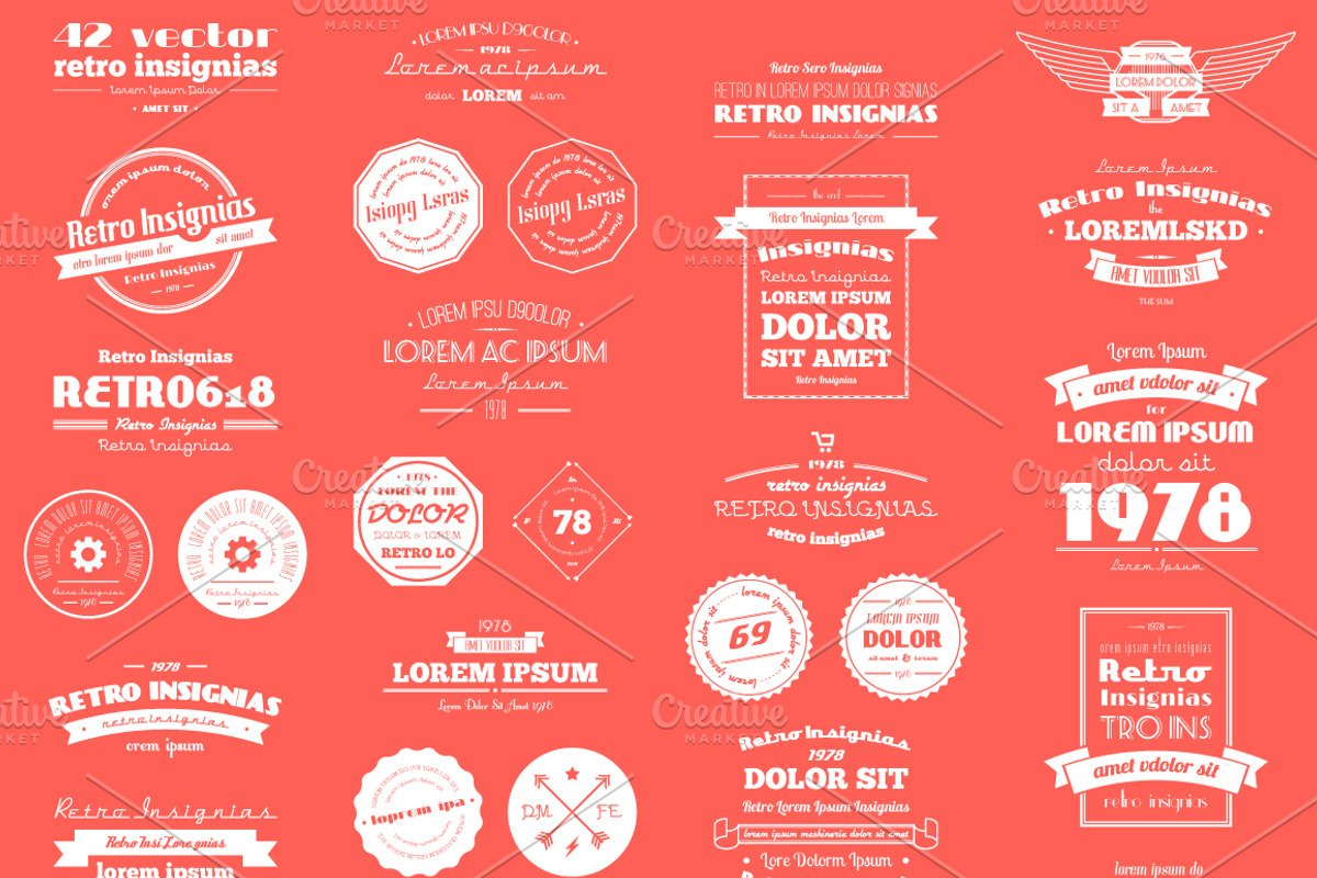 42 vector retro insignias, Banners