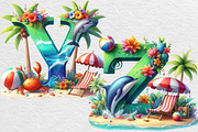 Summer Beach Doodle Alphabet Clipart, an Illustration by Black Bird Studio (Thumbnail 2 of 6)