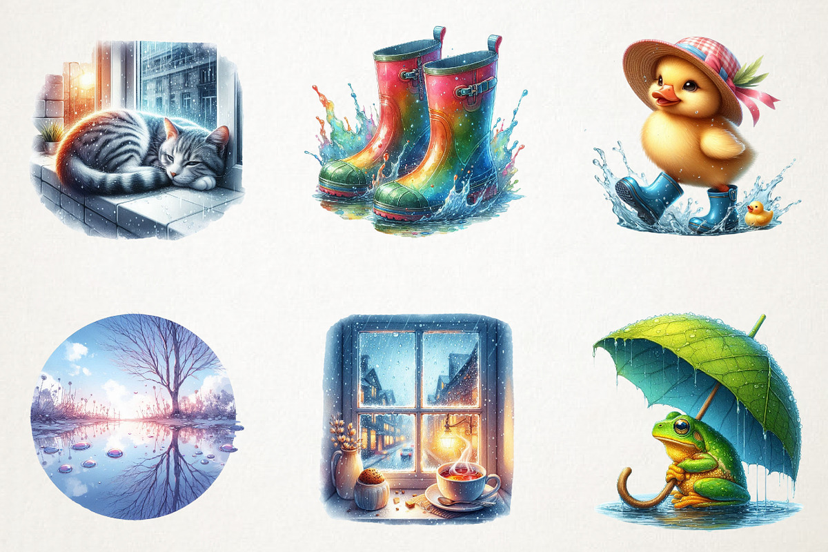 Rainy day Sublimation Clipart, an Illustration by RobertsArt (Photo 5 of 7)
