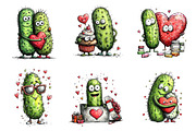 Whimsical Pickle Valentine's Clipart, an Illustration by Dream Creation (Thumbnail 4 of 7)