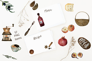 Menu Recipe Creator Watercolor Food
