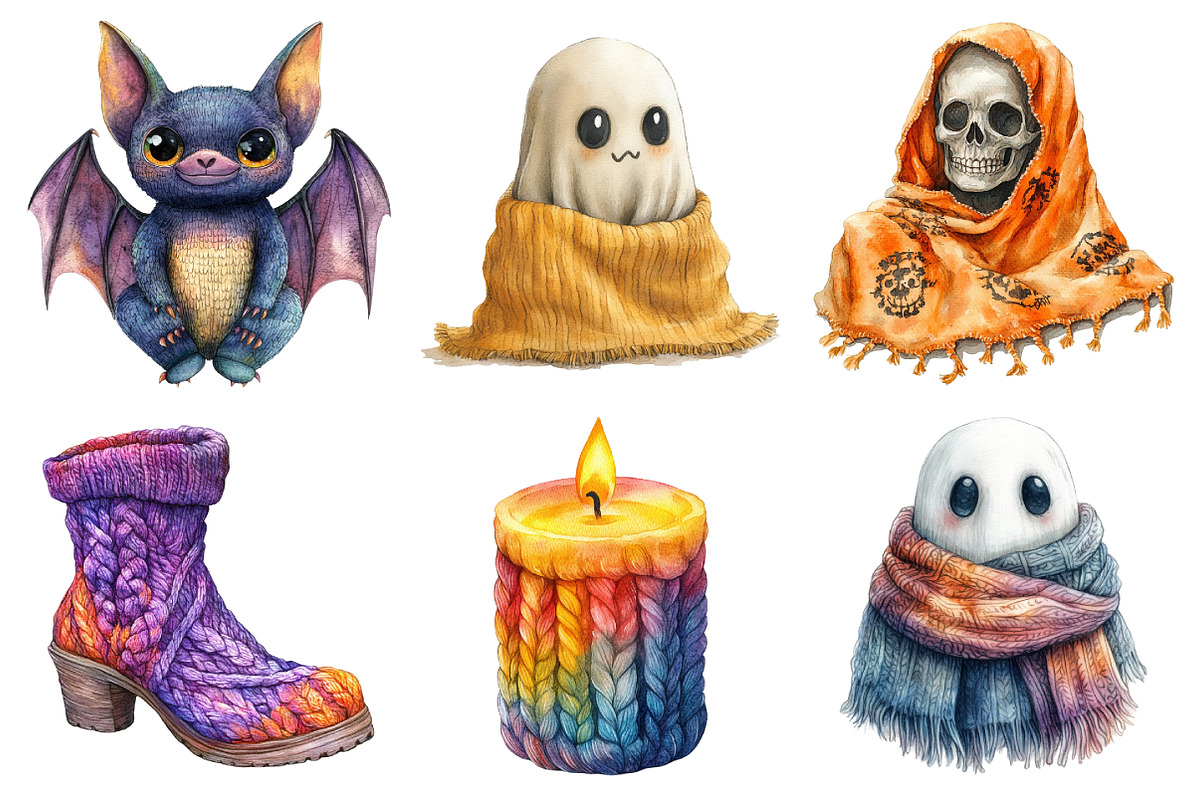 Watercolor Vintage Knitted Halloween, an Illustration by Daily.Designs (Photo 3 of 5)