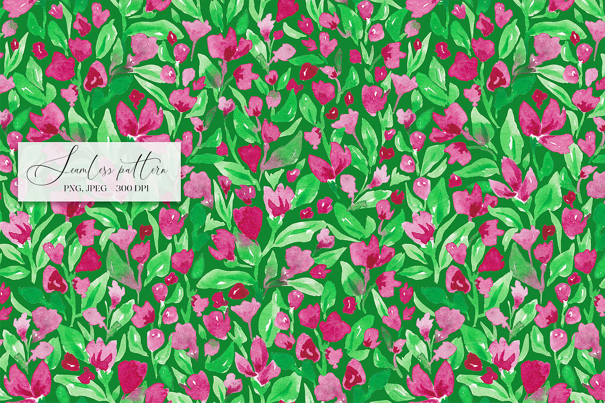 Pink florals seamless pattern, a Pattern Graphic by SirenaArt (Photo 6 of 11)