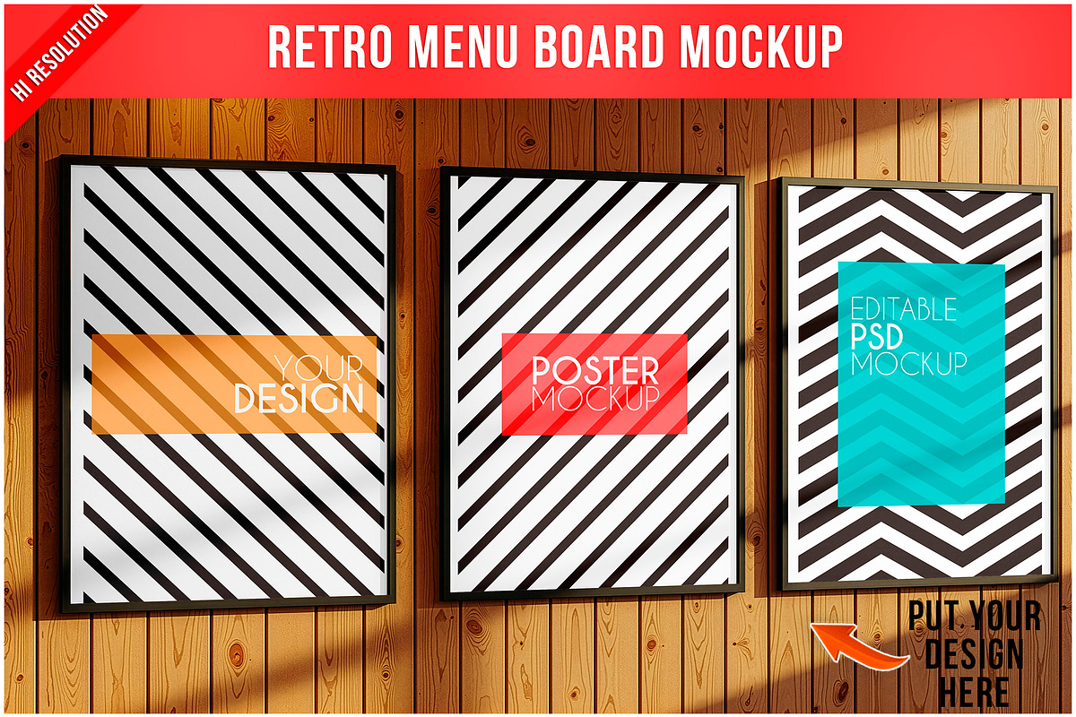 Retro Menu Board PSD, a Product Mockup by Bruno's Shop (Photo 1 of 3)