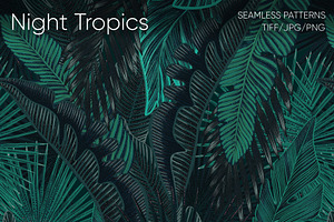 Night Tropics Seamless Patterns