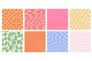 Groovy y2k checker pattern set, an Illustration by art PVP - market