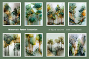 Watercolor Forest Illustration, a Decorative Illustration by Housui Patterns (Thumbnail 2 of 12)