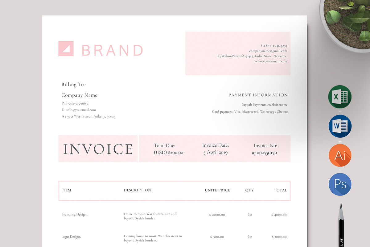 Invoice Templates, a Stationery Template by CreativeZoom (Photo 1 of 4)