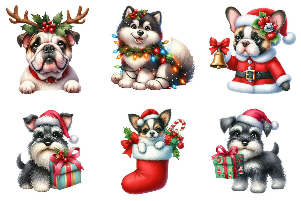 Christmas Dog Happy Clipart, a Graphic by CitraGraphics (Photo 4 of 4)