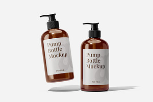 Amber Pump Bottle Mockup