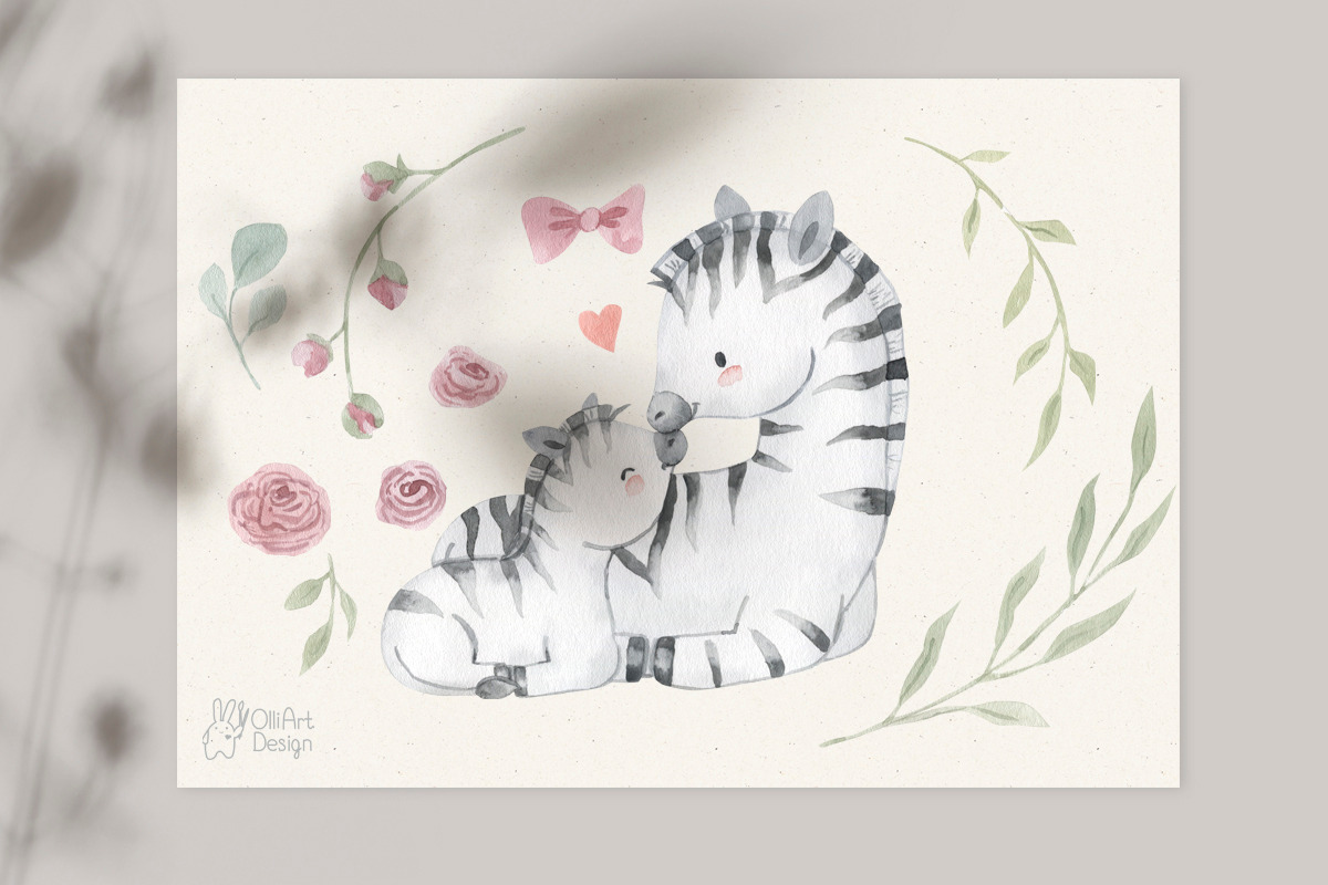 MOTHER AND BABY. Safari animal, an Animal Illustration by OlliArtDesign (Photo 9 of 10)