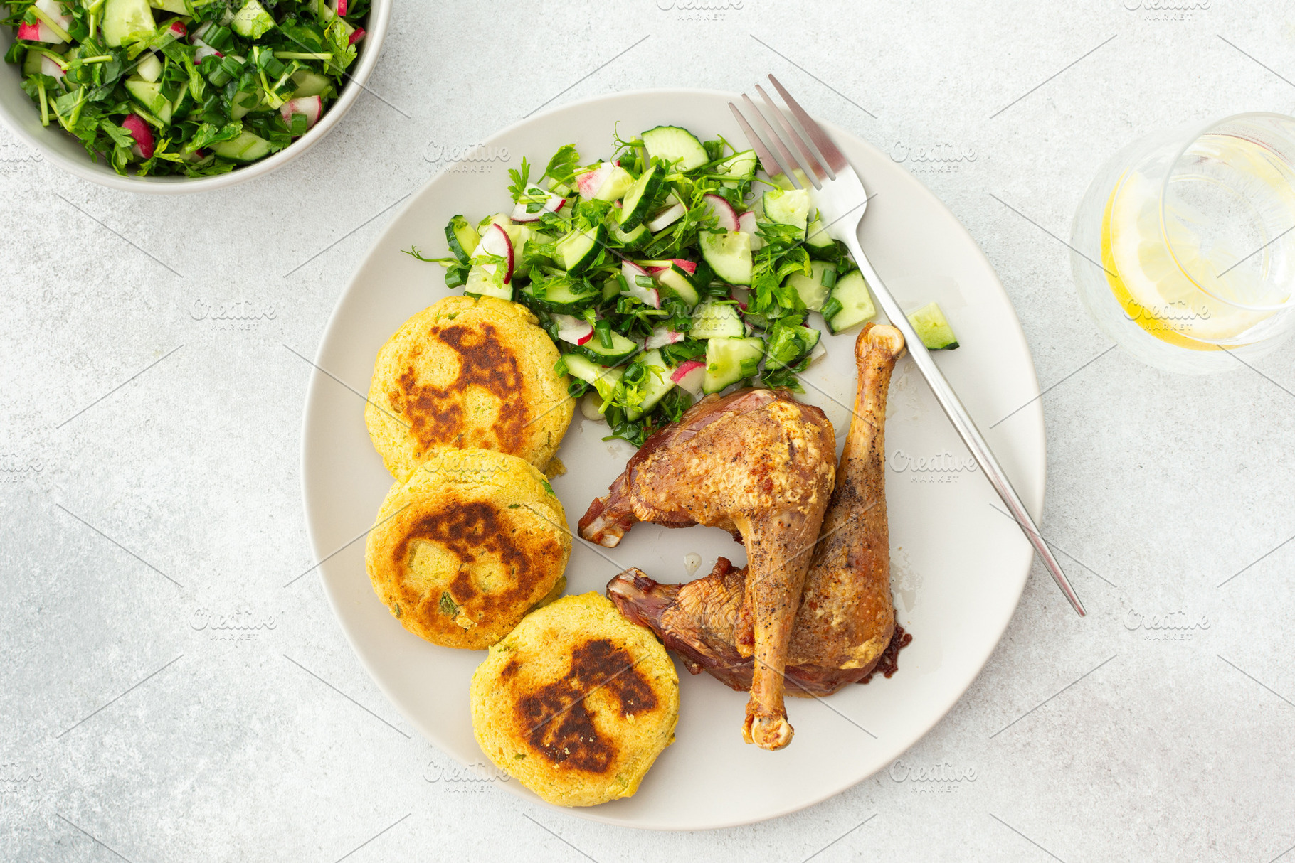 Chickpea cutlets with mixed salad, a Food & Drink Photo by Pundateam
