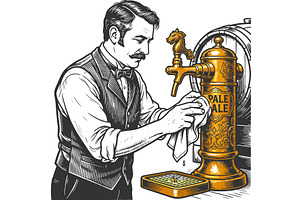 Victorian Bartender Polishing Pale