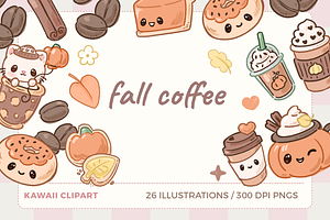 Kawaii Fall Coffee Clipart