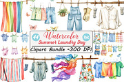 Summer Laundry Day Clipart, an Illustration by DreamCafeArt (Thumbnail 1 of 8)