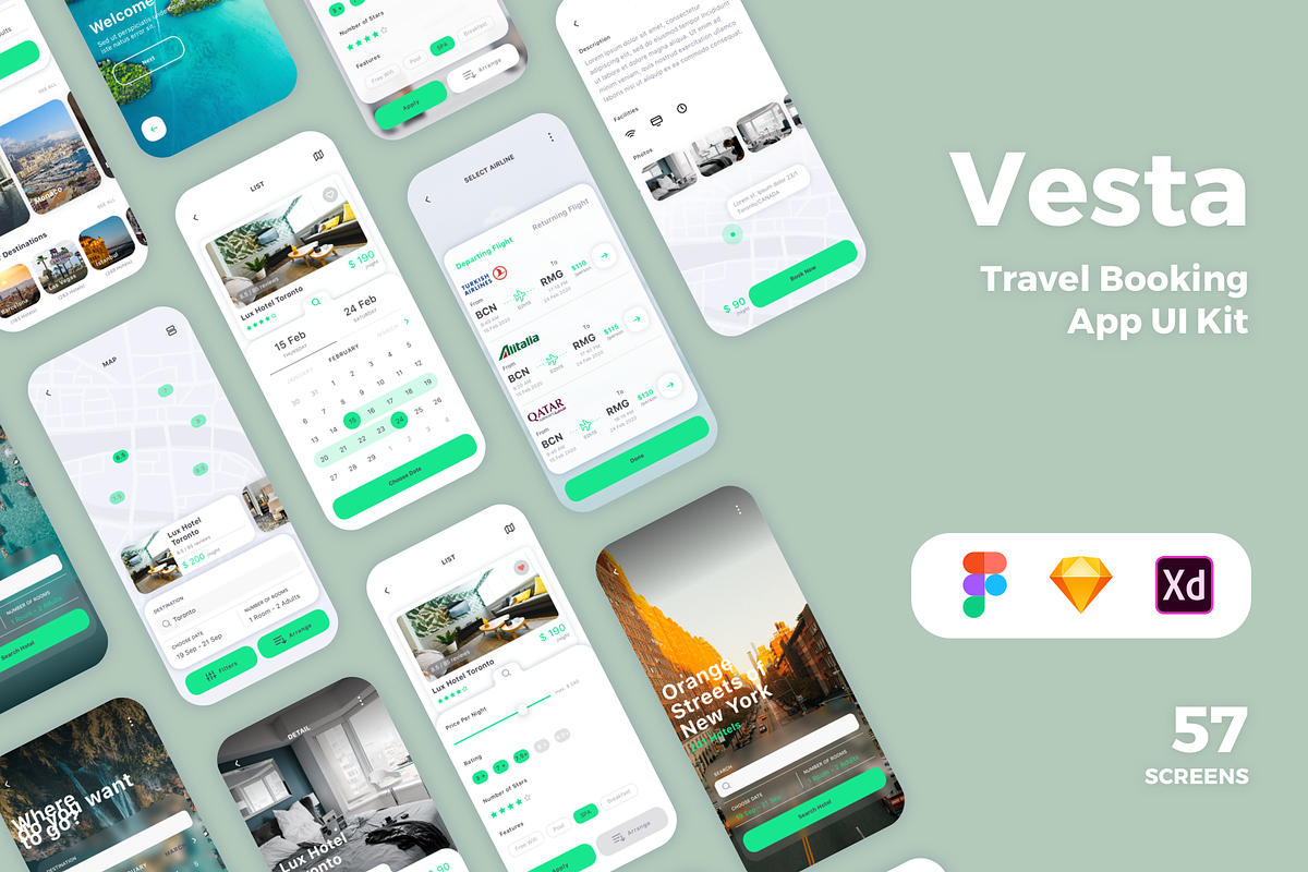 Vesta Travel Booking App UI Kit, an UI Kit Template by uicube (Photo 1 of 7)