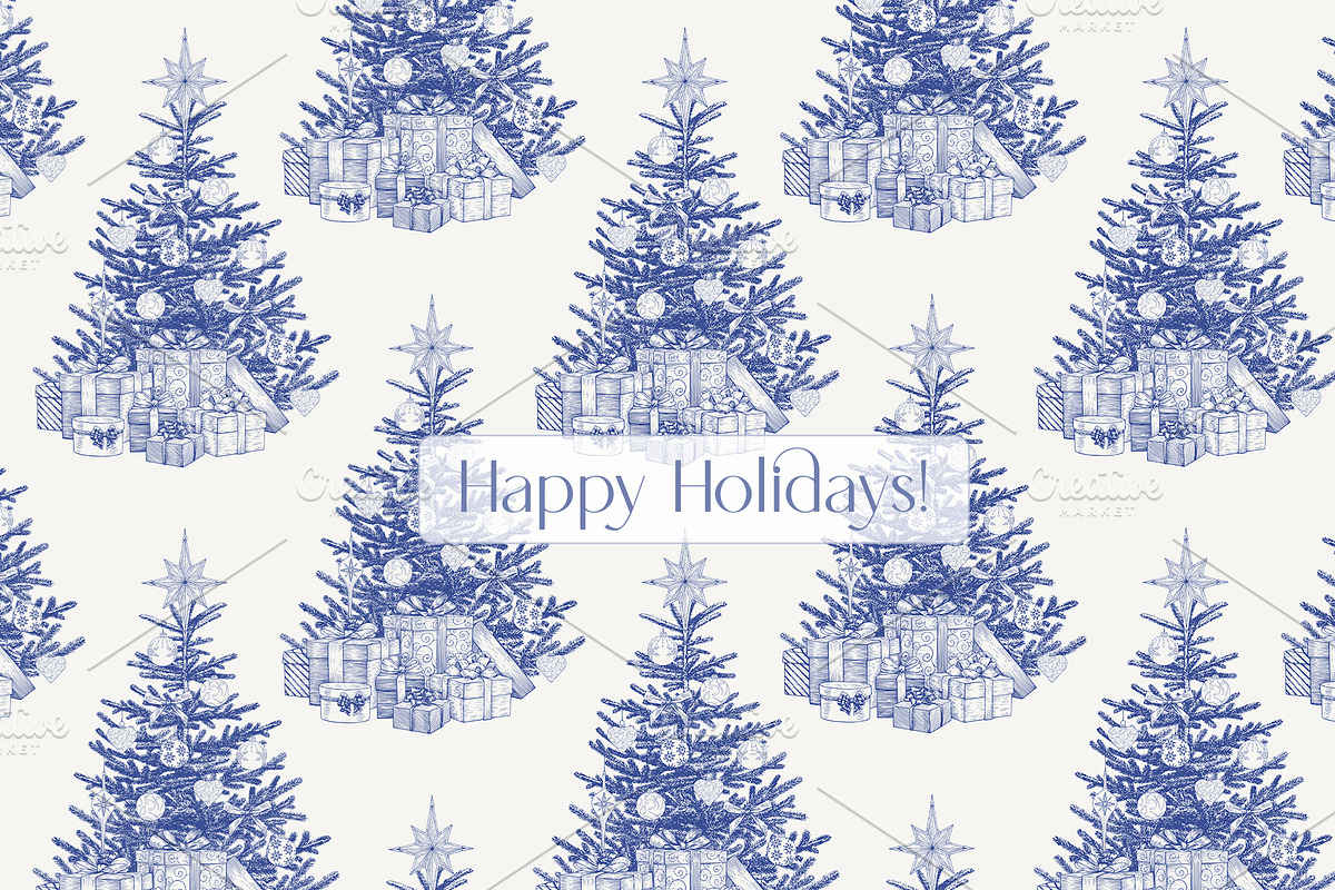 Christmas patterns Vol.2 Toile blue, a Pattern Graphic by ON_lineart_store (Photo 5 of 10)