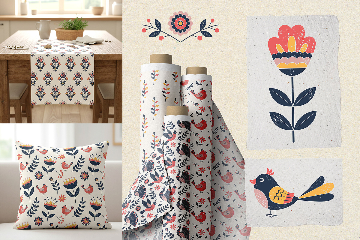 Folk Birds and Flowers Collection, an Illustration by Hanna's ArtLab (Photo 6 of 7)