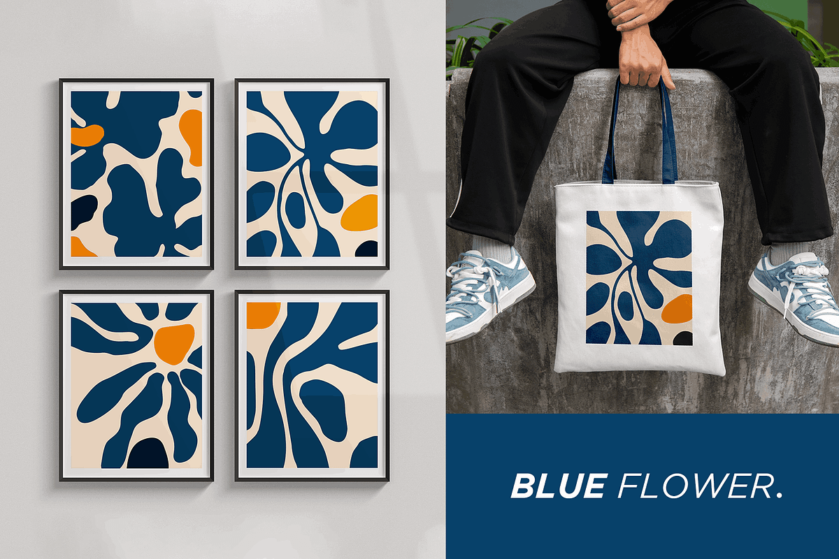 Set of abstract Blue Yellow Flower, a Decorative Illustration by Vibrand Studio (Photo 7 of 8)