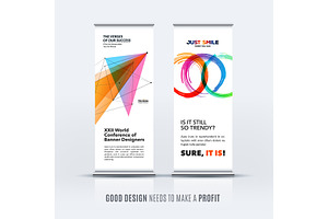 Abstract business vector set of modern roll up banner stand design