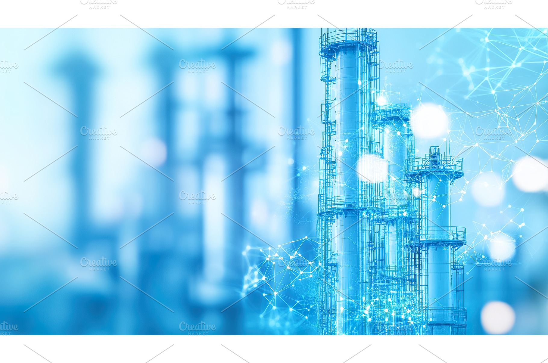 Futuristic industrial plant with, an Industrial Photo by Lermont51
